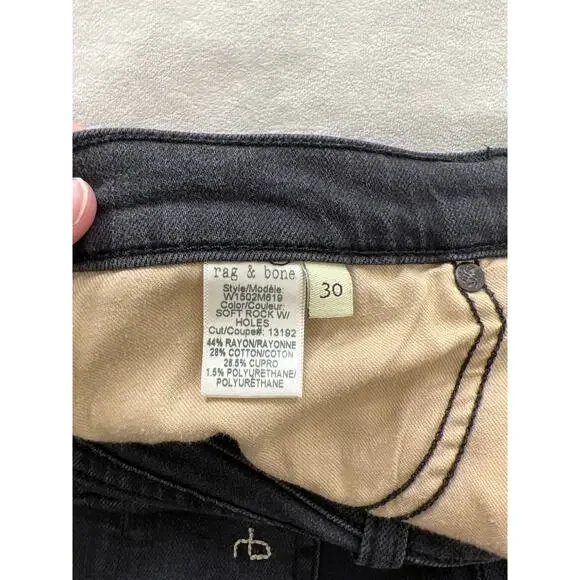 Rag & Bone Skinny Dark Gray Soft Rock Mid Rise Jeans Distressed 30 Y2K - Picture 6 of 8
